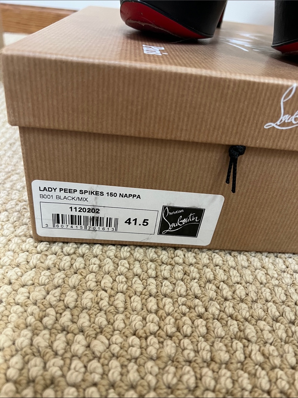 Christian Louboutin Black Studded Peep-Toe Platform Heels - Picture 2 of 6